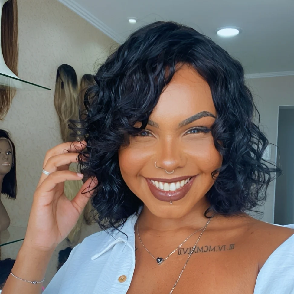 Wet Short Water Wave Bob 13��4 Lace Front Wig