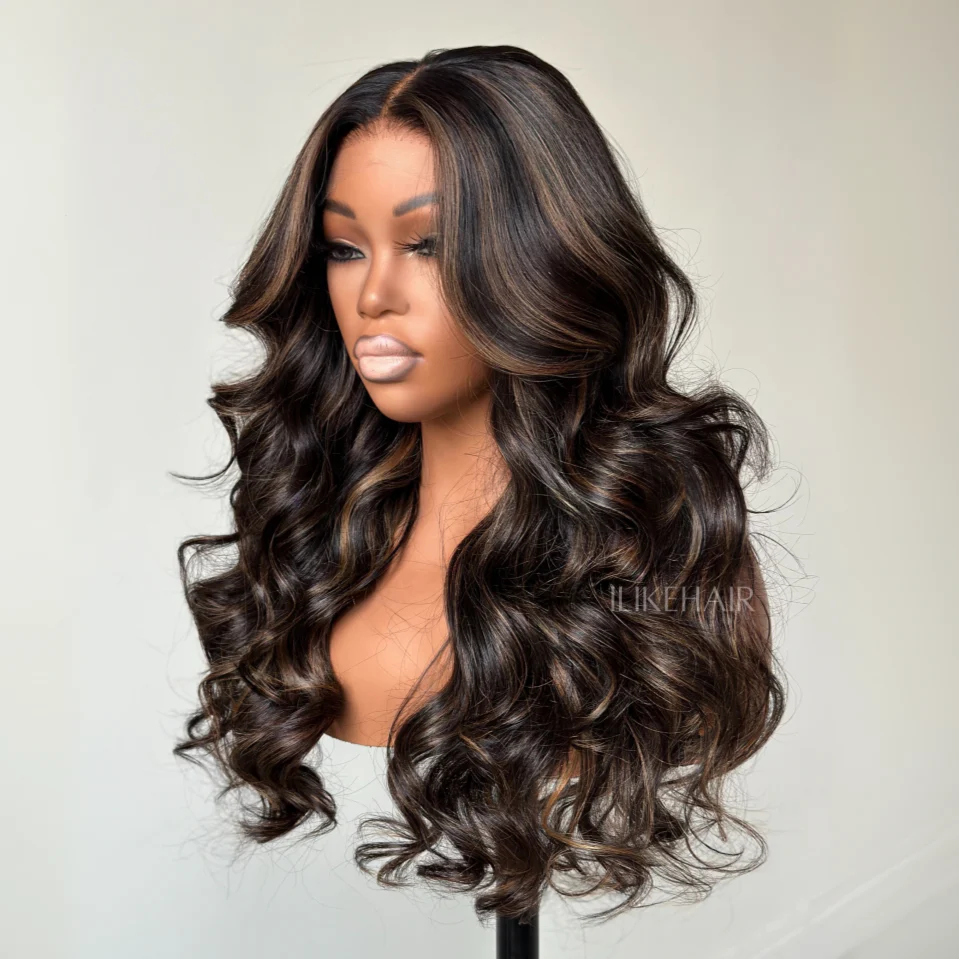 Balayage Blonde Highlight Long Body Wave Lace Wig