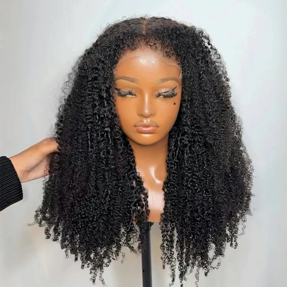 Customize Link Afro Curly Lace Frontal Wig With 3C Hybrid Hairline
