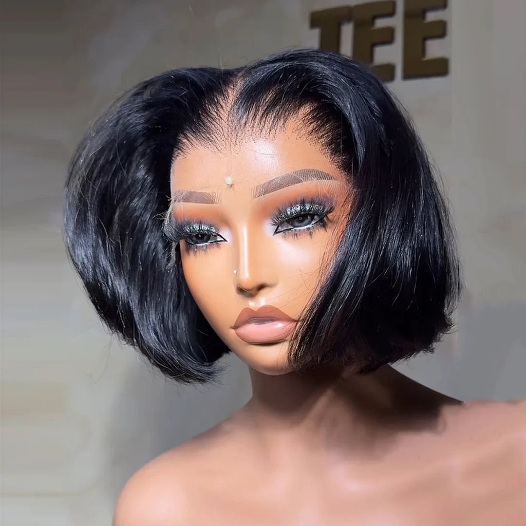 Natural Black Layered Cut Chic Bob 13x4 Lace Front Wig