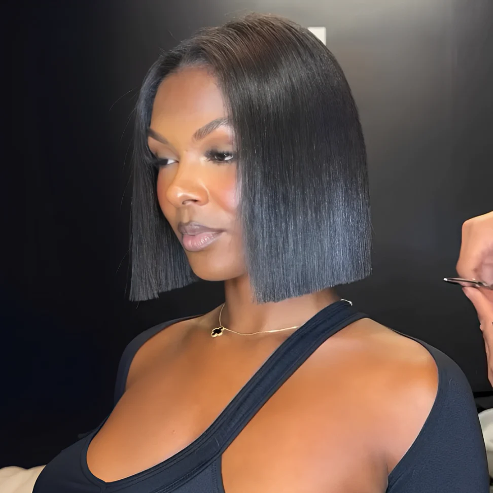 Put on & Go Yaki Straight Bob Cut Lace Closure Wig