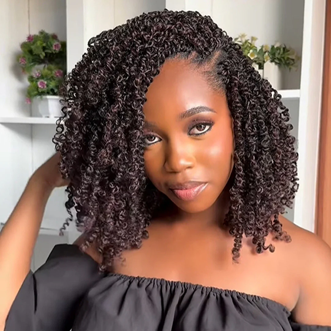 Reddish Brown Full Lace Knotless Micro Passion Twists Crochet Invisi Drawstring Wig