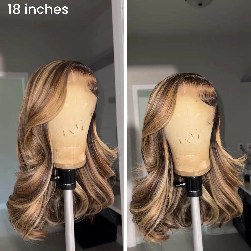 Side Part Ombre Highlight Blonde Layered Wavy Lace Front Wig
