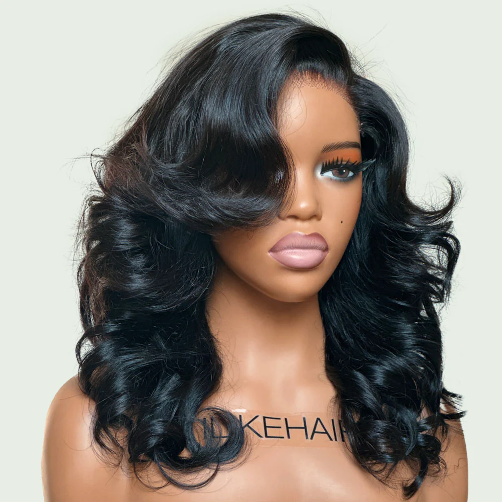 Put on & Go Layered Wavy With Side Bangs 5x5 Lace Closure Wig