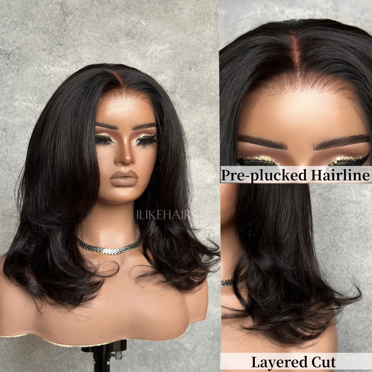 Mid-Length Blowout Layered Haircut Glueless 5x5 Lace Closure Wig