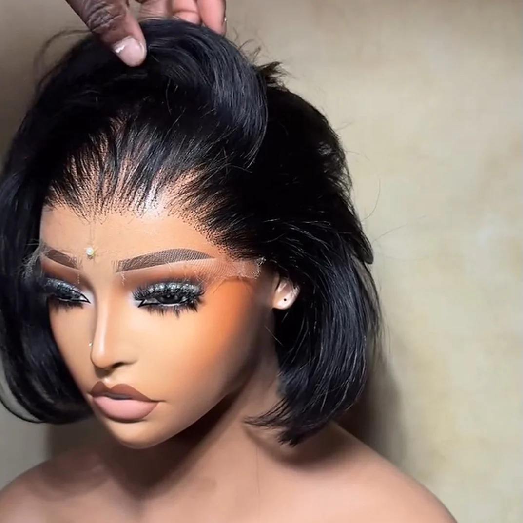 Natural Black Layered Cut Chic Bob 13x4 Lace Front Wig