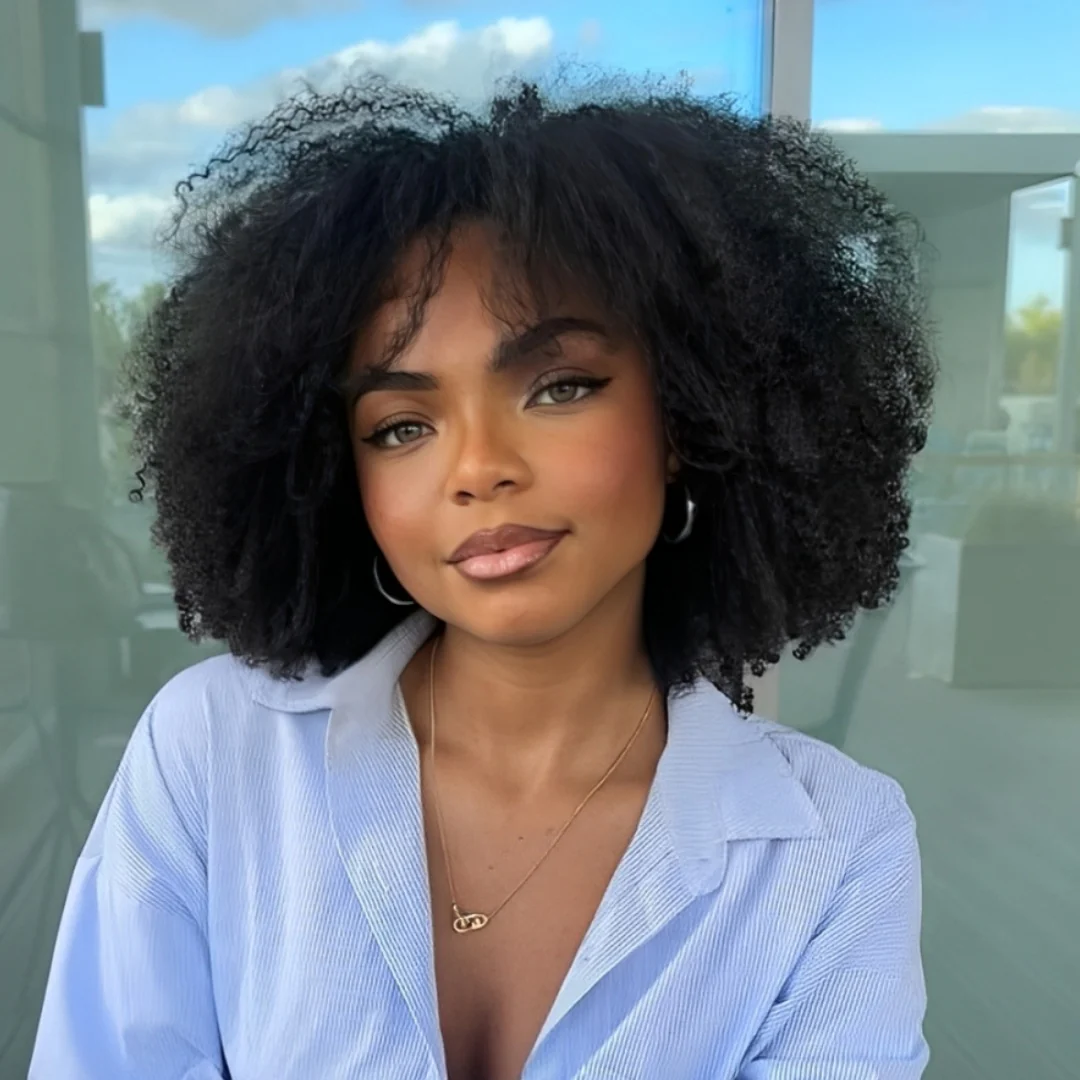 Minimalist Wear & Go Glueless Kinky Curly Wig With Bangs