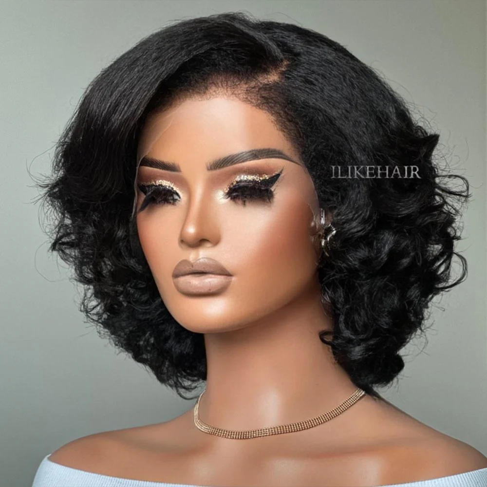 Short Layered Bouncy Curly With Kinky Edges HD Lace Wig