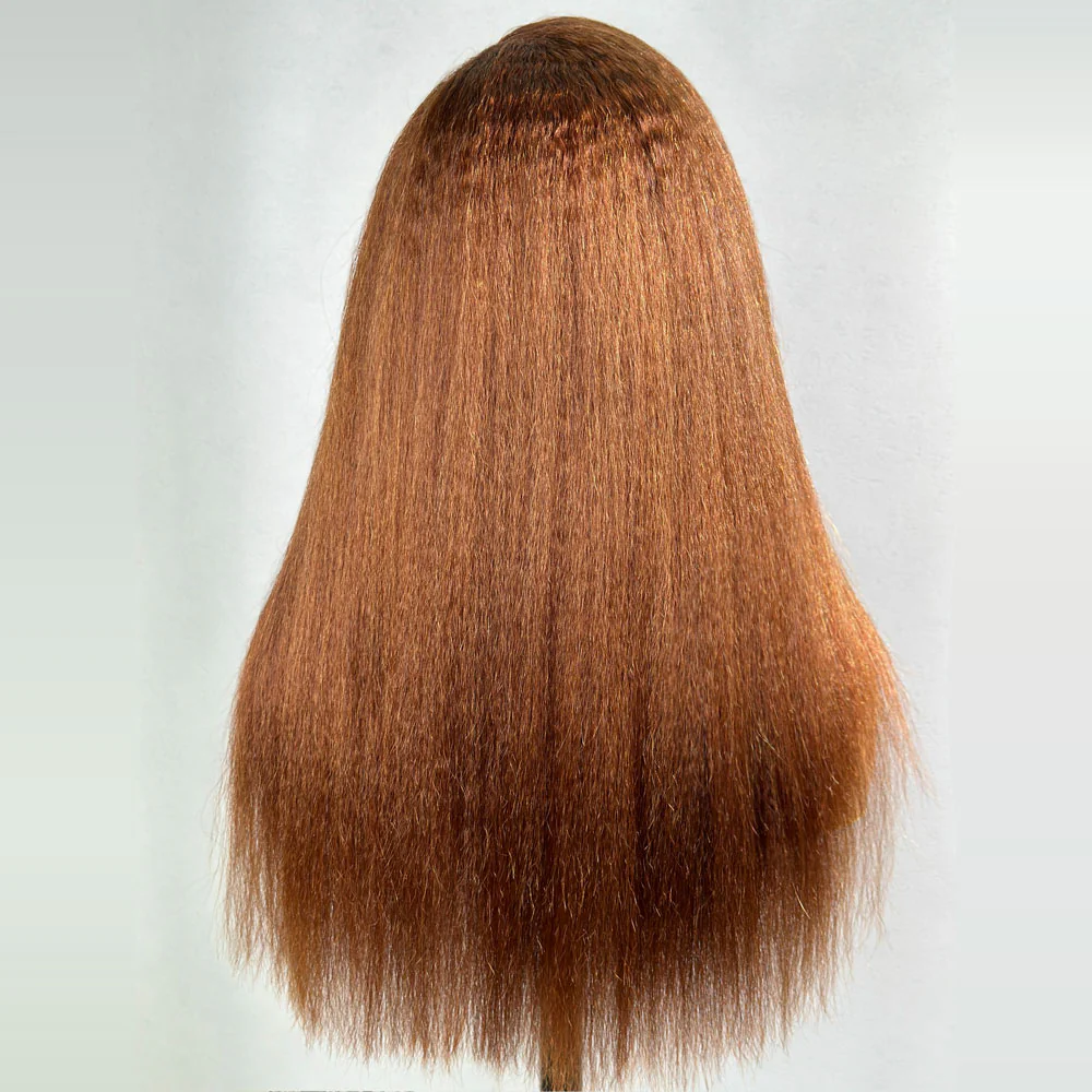 Reddish Brown Kinky Edges Lace Front Kinky Straight Wig