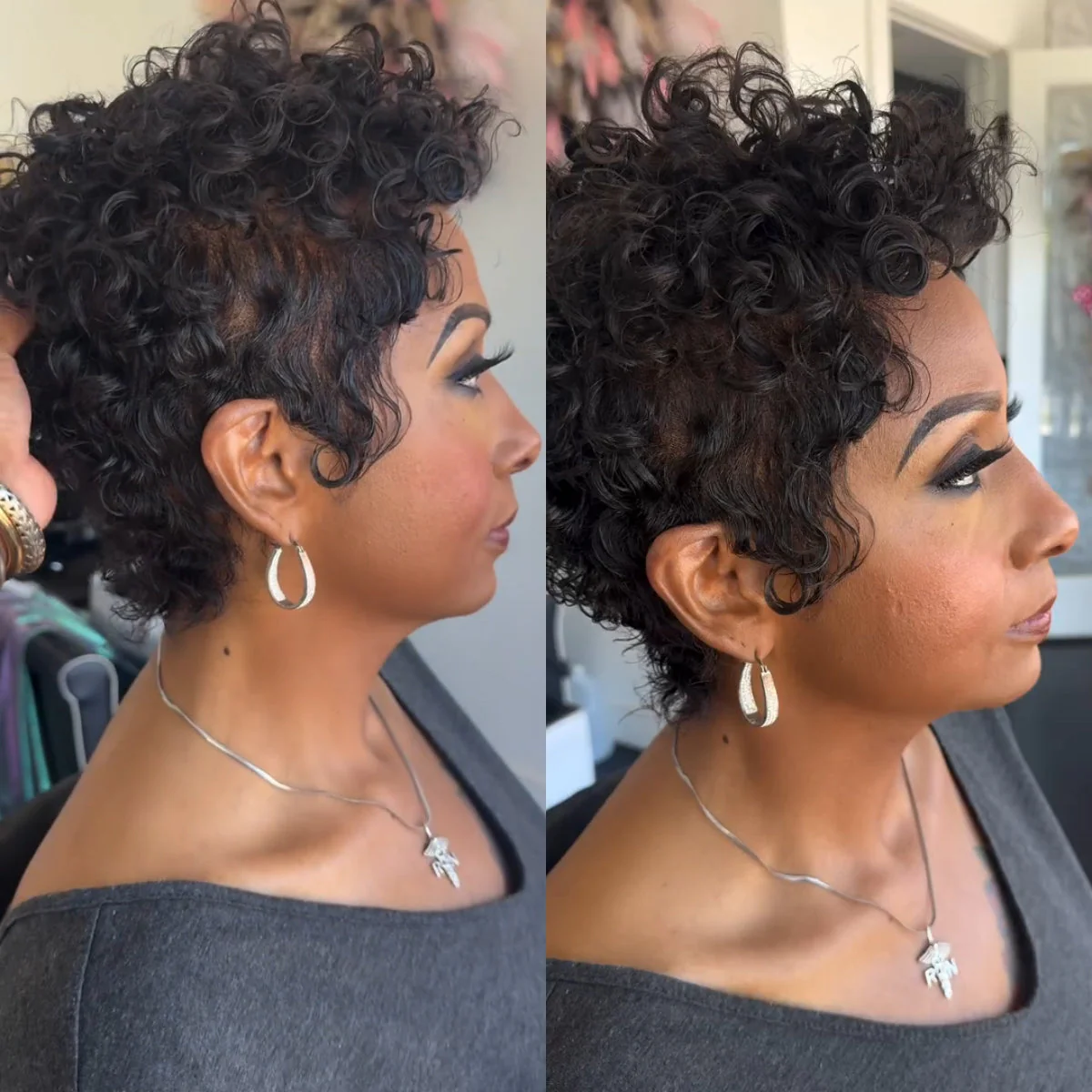 Full Lace Wave Curls Short Pixie Cut Wig