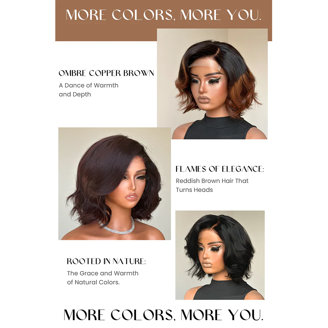 Natural Black Layered Fluffy Bob 5x5 Lace Closure Wig