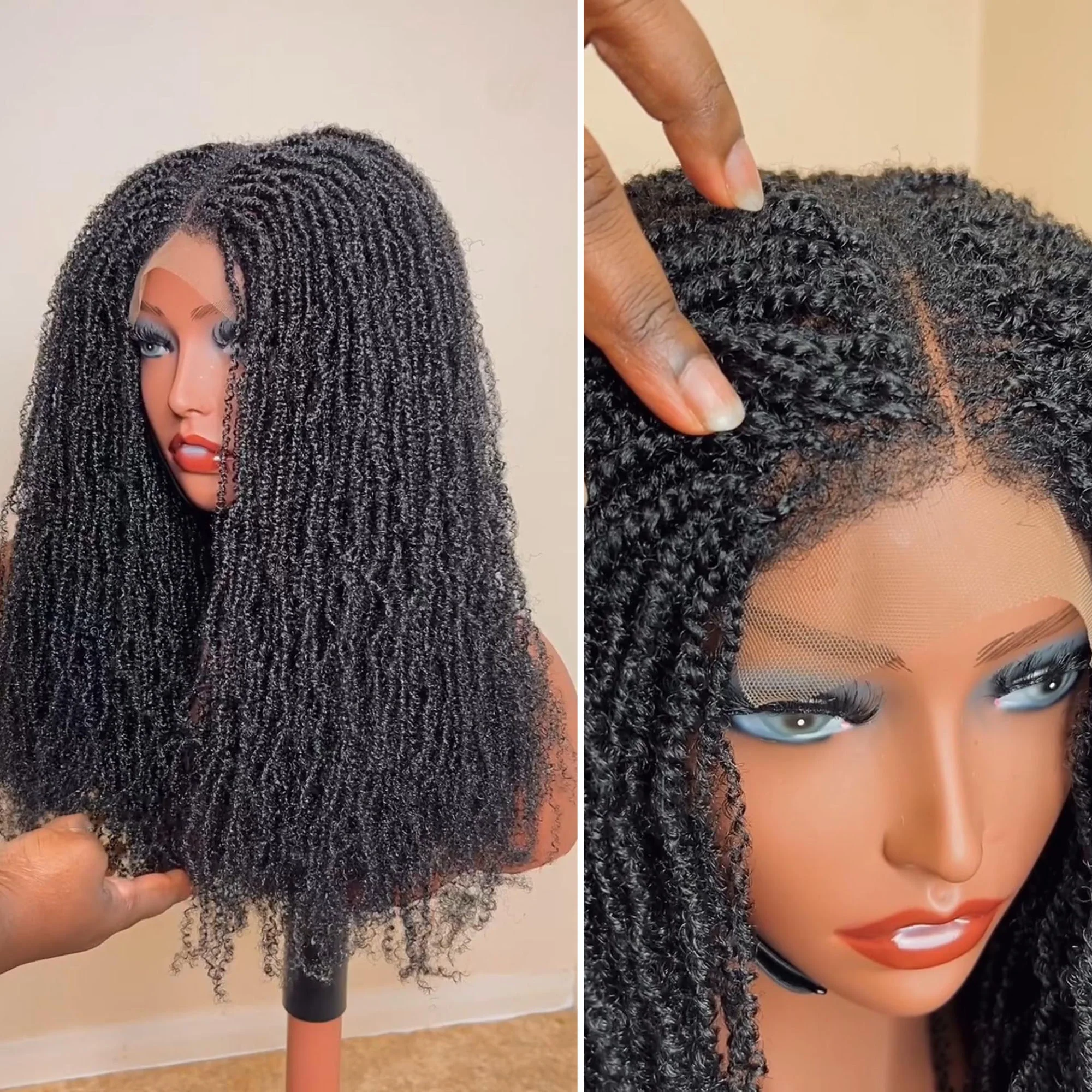 Full Lace Knotless Twist-out Microlocs Boho Wig with Invisible Drawstring