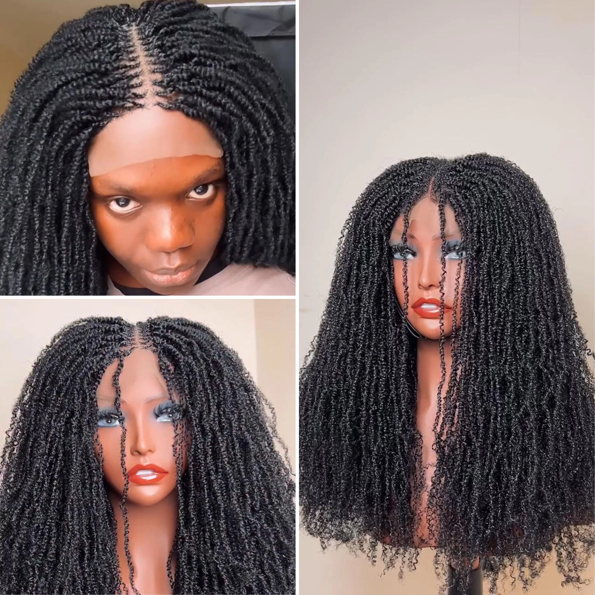 Full Lace Knotless Twist-out Microlocs Boho Wig with Invisible Drawstring