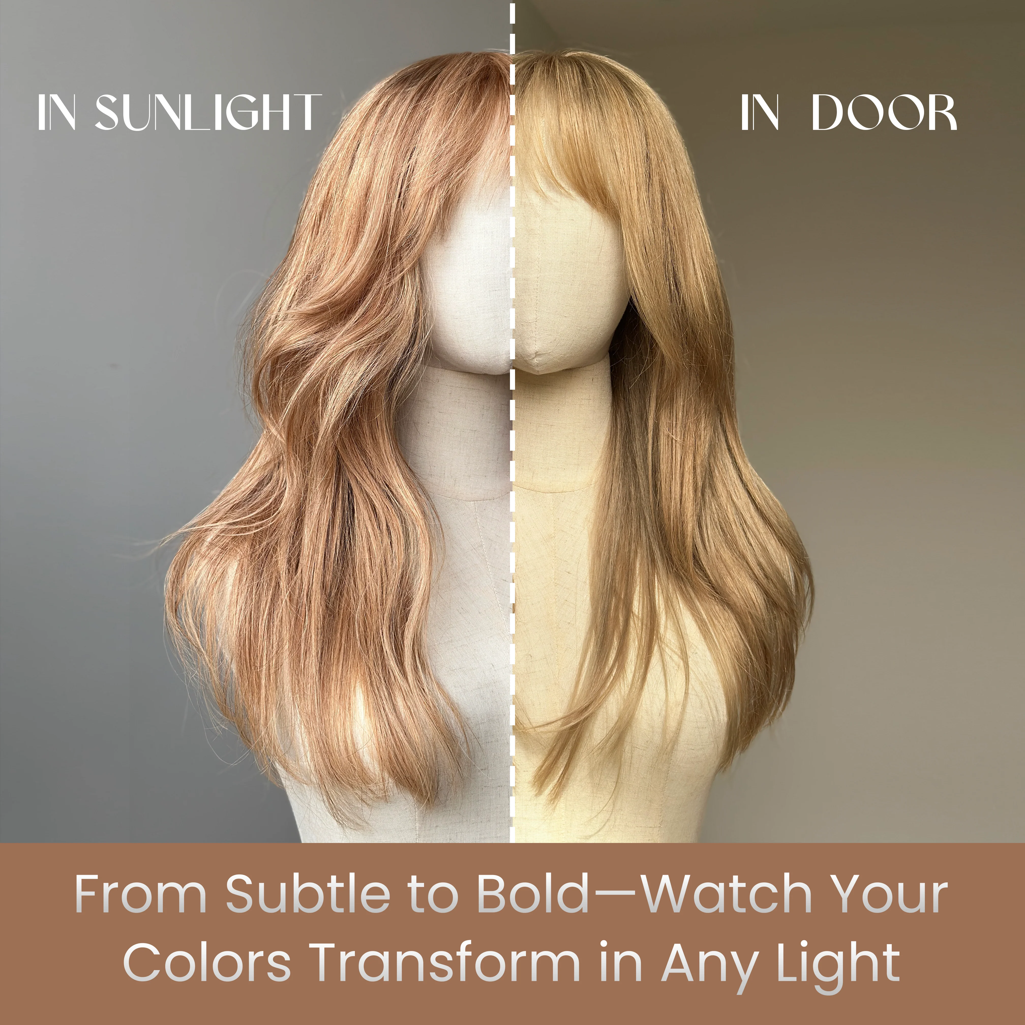 Effortless Chic Naturally Layers Wigs: Honey Brown Hair Wig  Put On & Go with Bangs