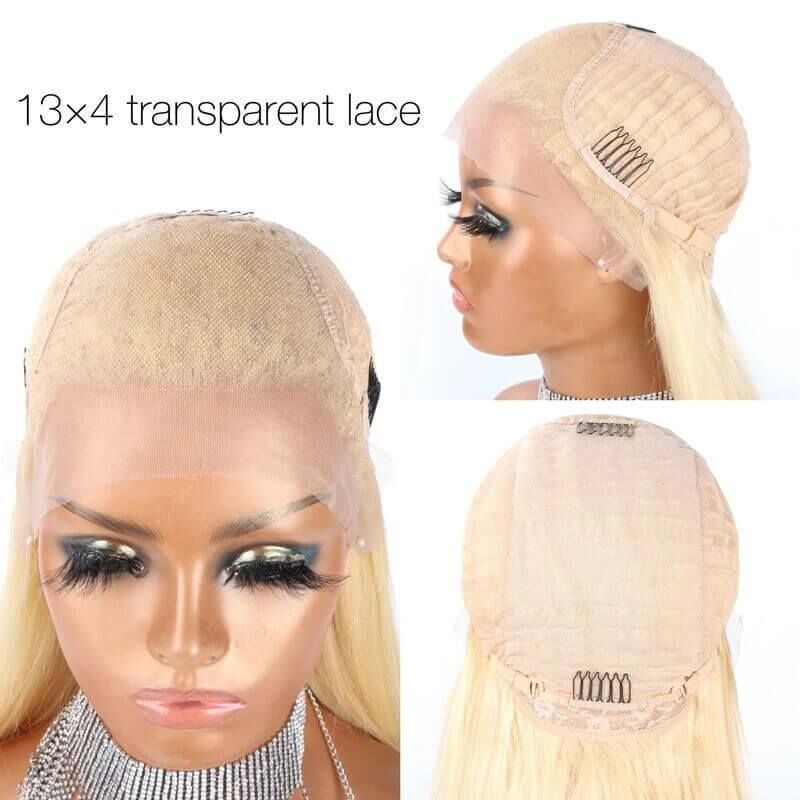 Luxury Rose Blonde Short Wavy 13x4 Lace Frontal Wig