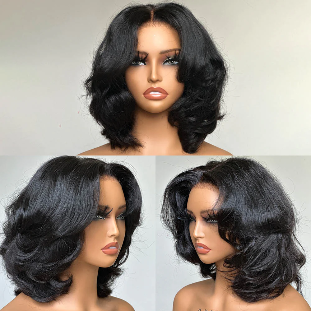 Put on & Go Layered Wavy Bob  Pre Cut Lace Closure Wig