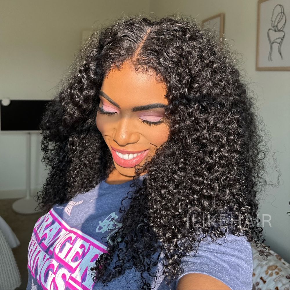 Ventilated Realistic Curly 13x4 Lace Frontal With Curly Edges Wig