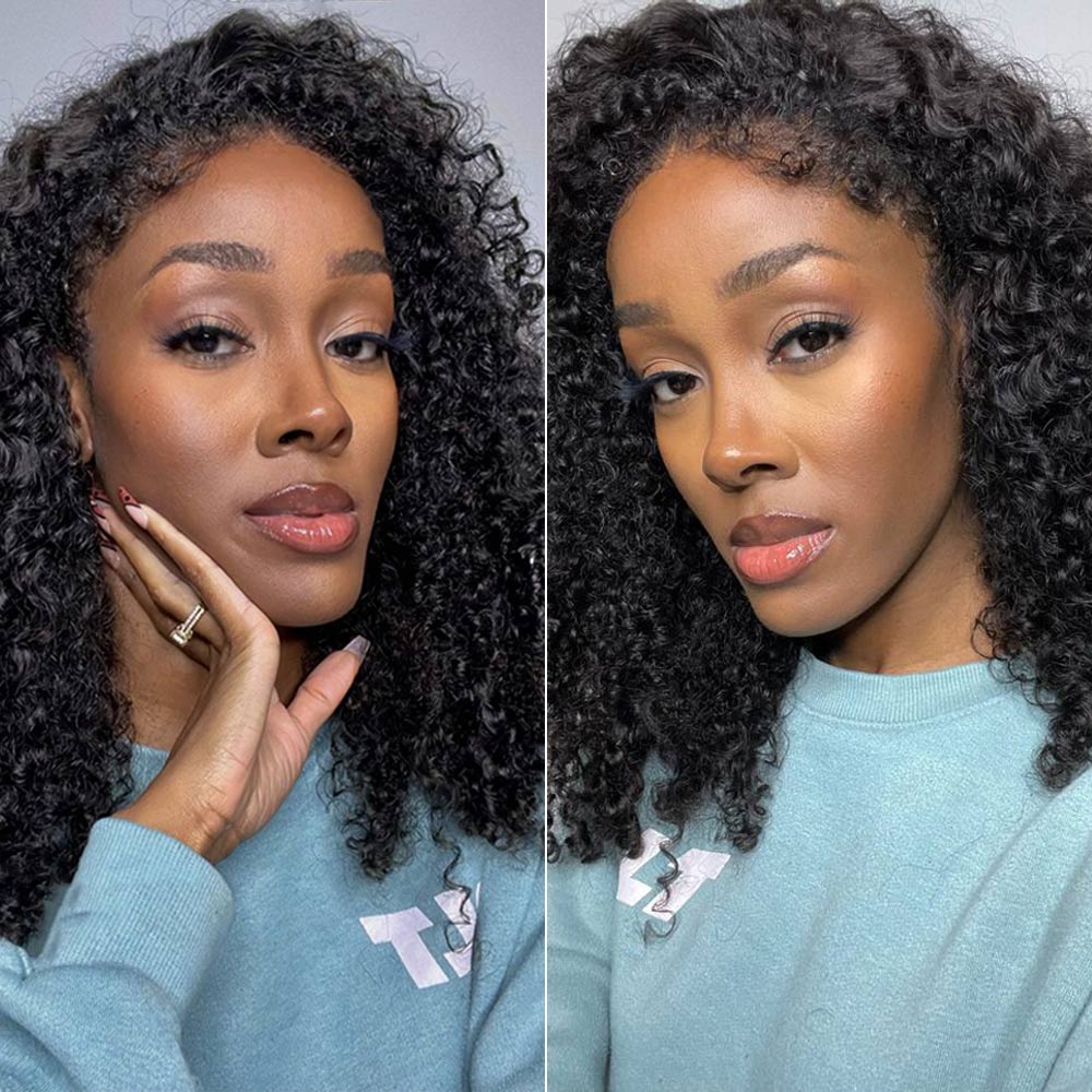 Ventilated Realistic Curly With Kinky Edges Lace Wig