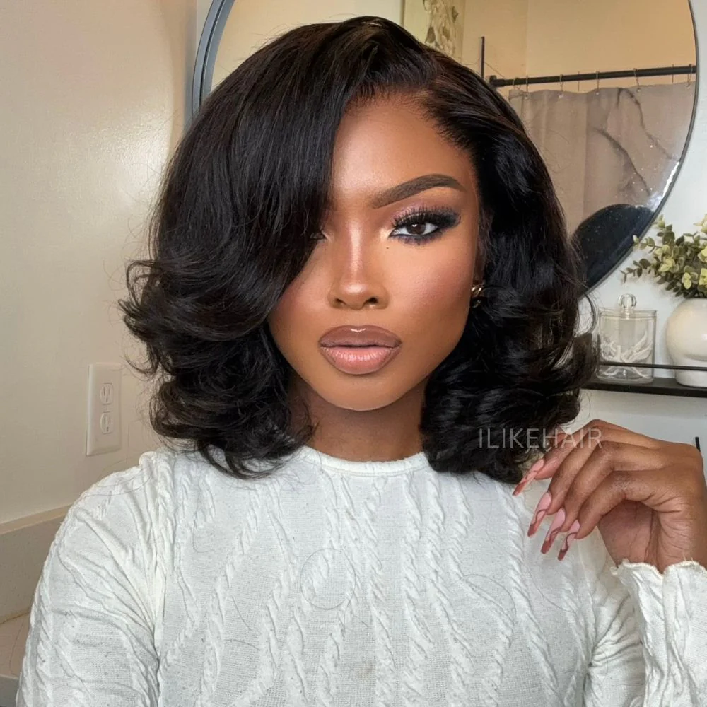 Designer Layered Bob Short Wavy Lace Wig