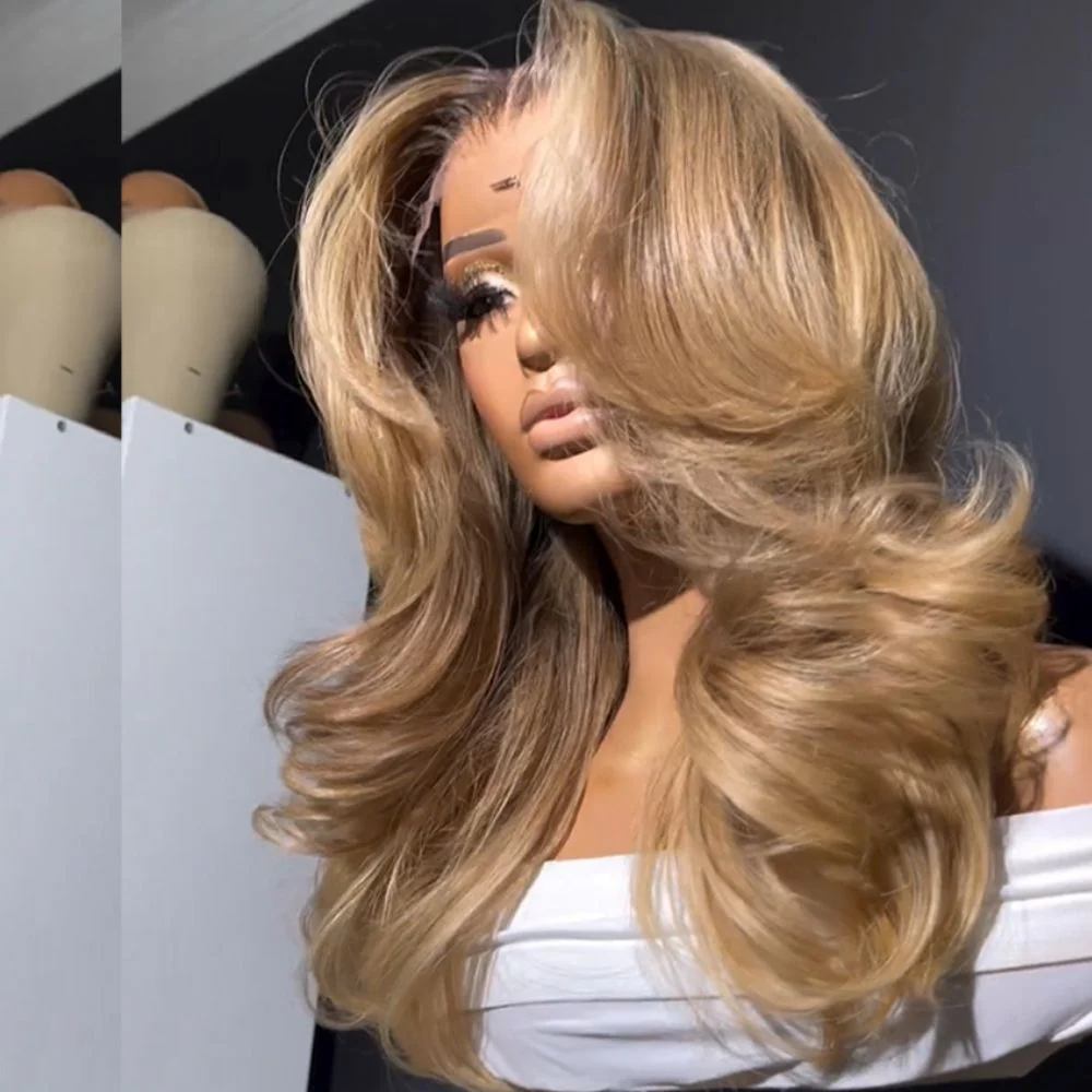 Ombre Blonde Body Wave Layered Cut 13x4 Lace Front Wig