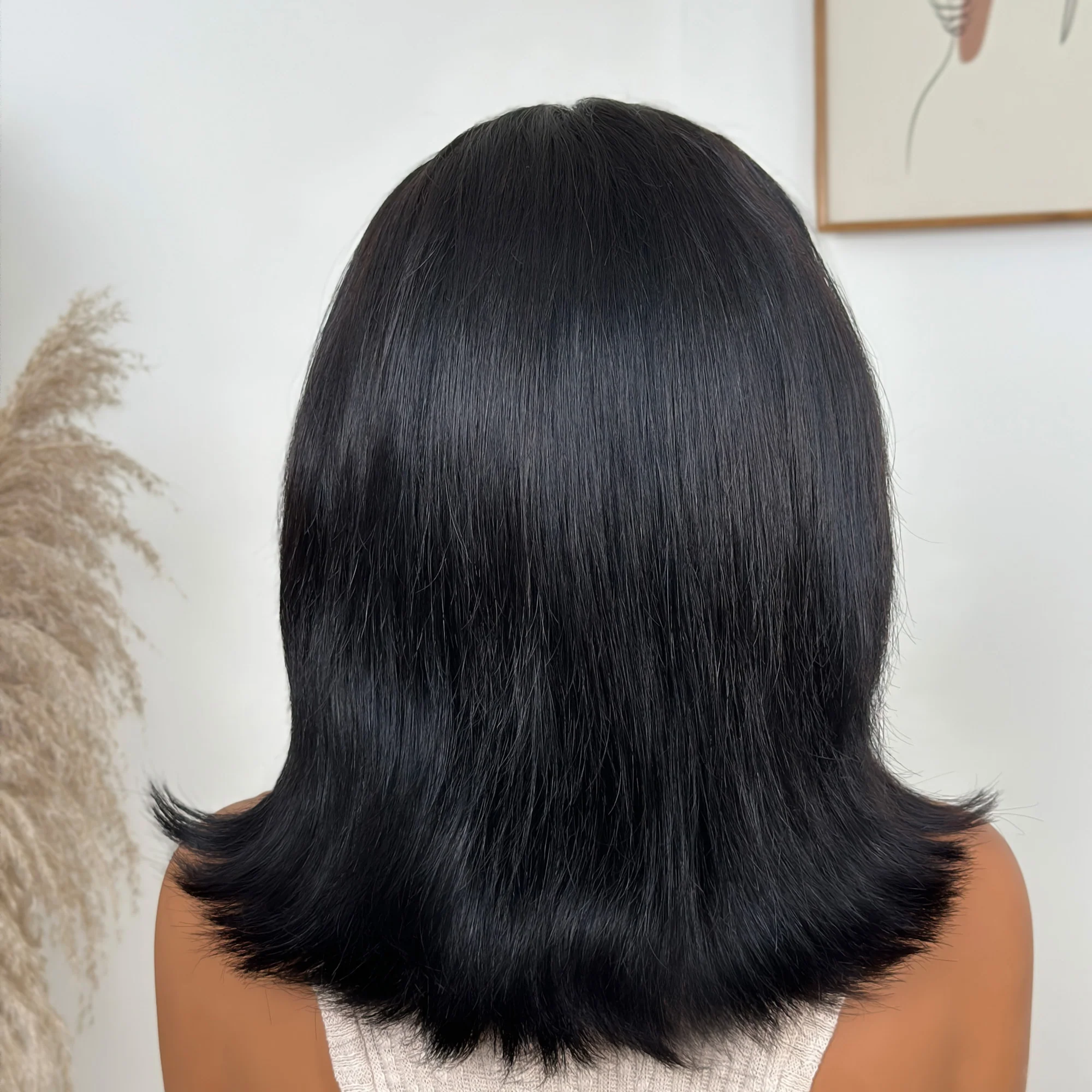Sleek Layered Bob with Face-Framing Swoop Bangs Wig