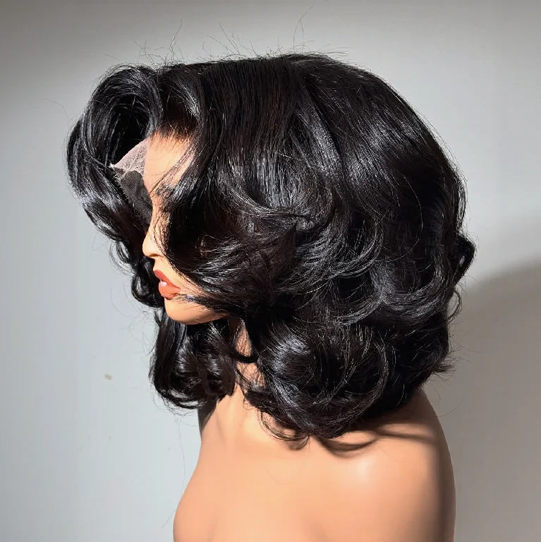Natural Black Bouncy Loose Wave 13��4 Lace Front Wig