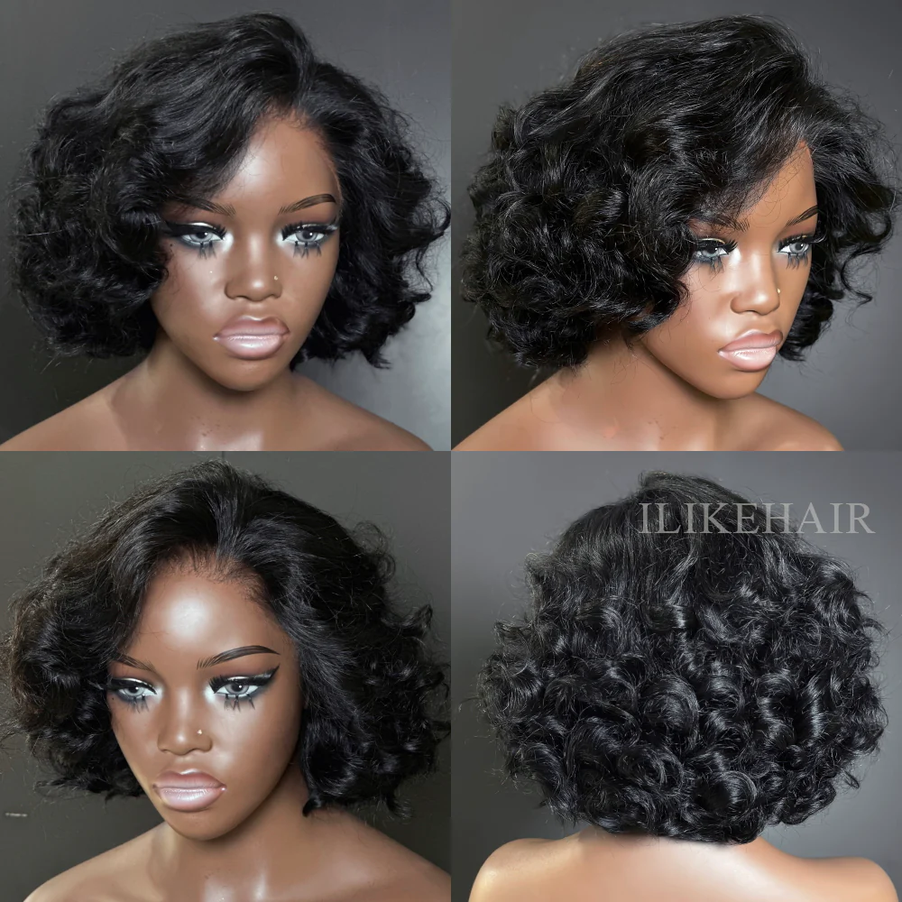 Bouncy Rose Curly Short Bob Glueless 5x5 Lace Closure Wig