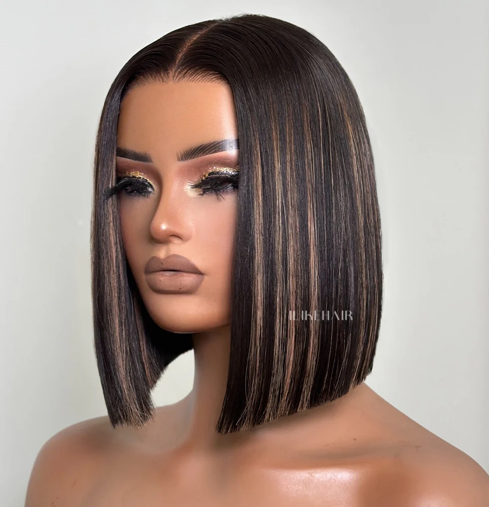 Highlight Adjustable Cap Virgin Hair Bob HD Lace Wig
