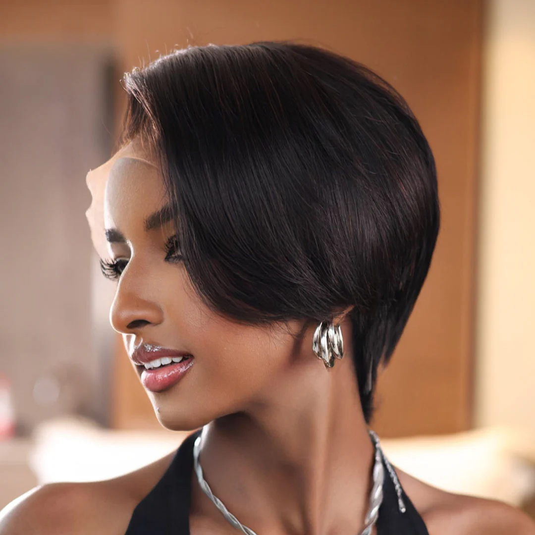 Boss Lady Side Part Layered Pixie Cuts 13x4 Frontal Lace Wig