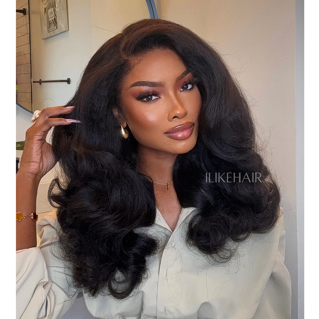 Side Part Wavy With Kinky Edges 13x4 Lace Front Wig
