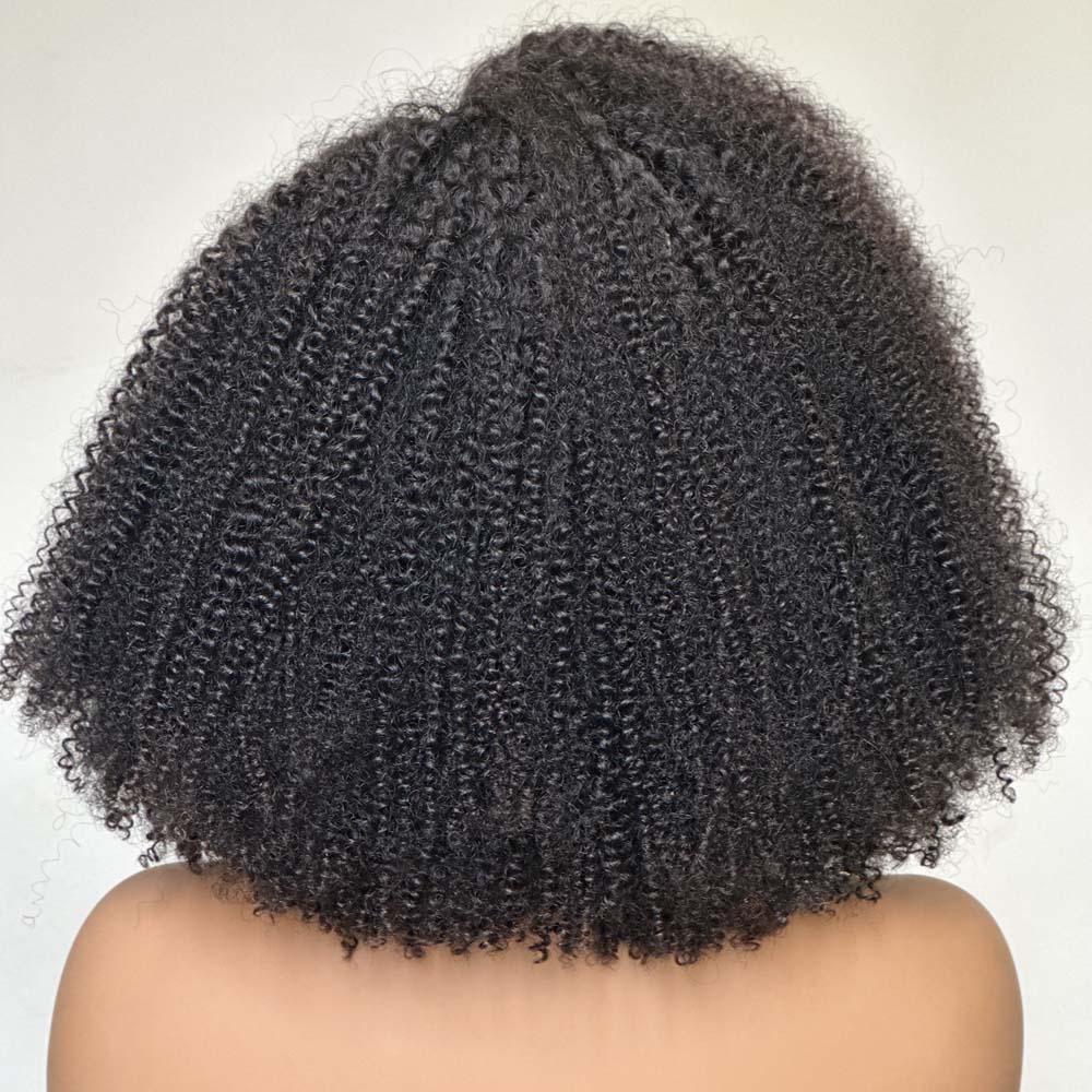 Put on & Go Jerry Curly Pre Cut 5x5 Lace Bob With Kinky Edges Wig