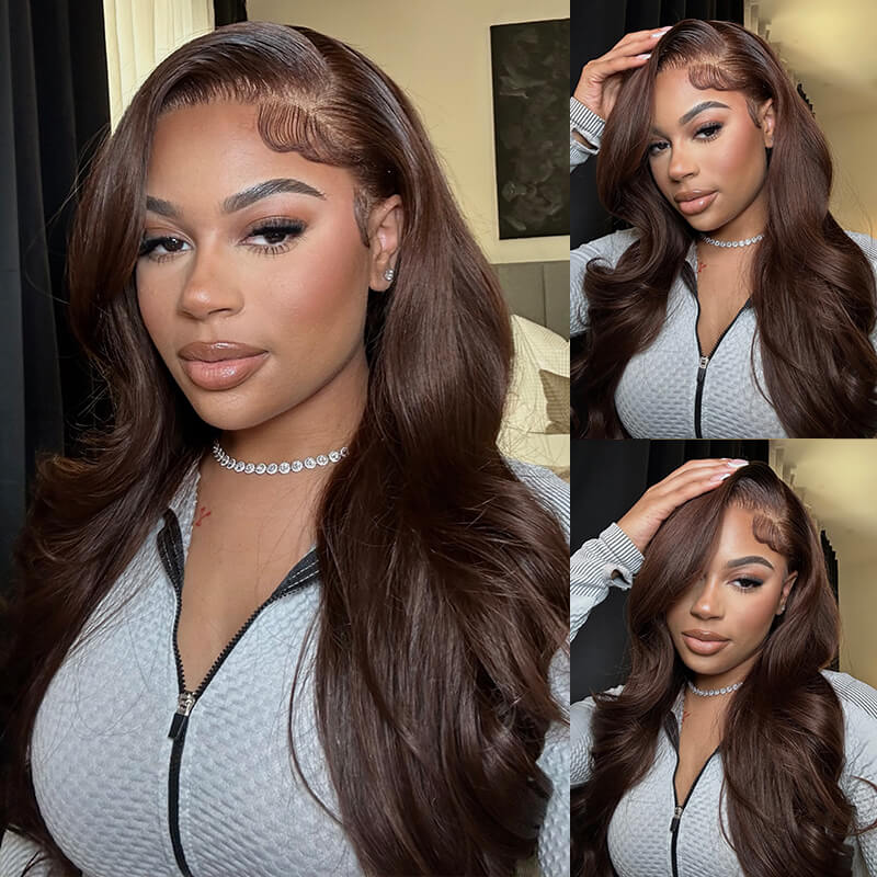 Brown Color Wig Glueless Lace Closure Wig Body Wave Hair