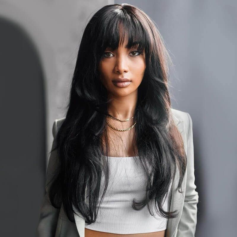 Body Wave With Bangs Glueless Lace Wig