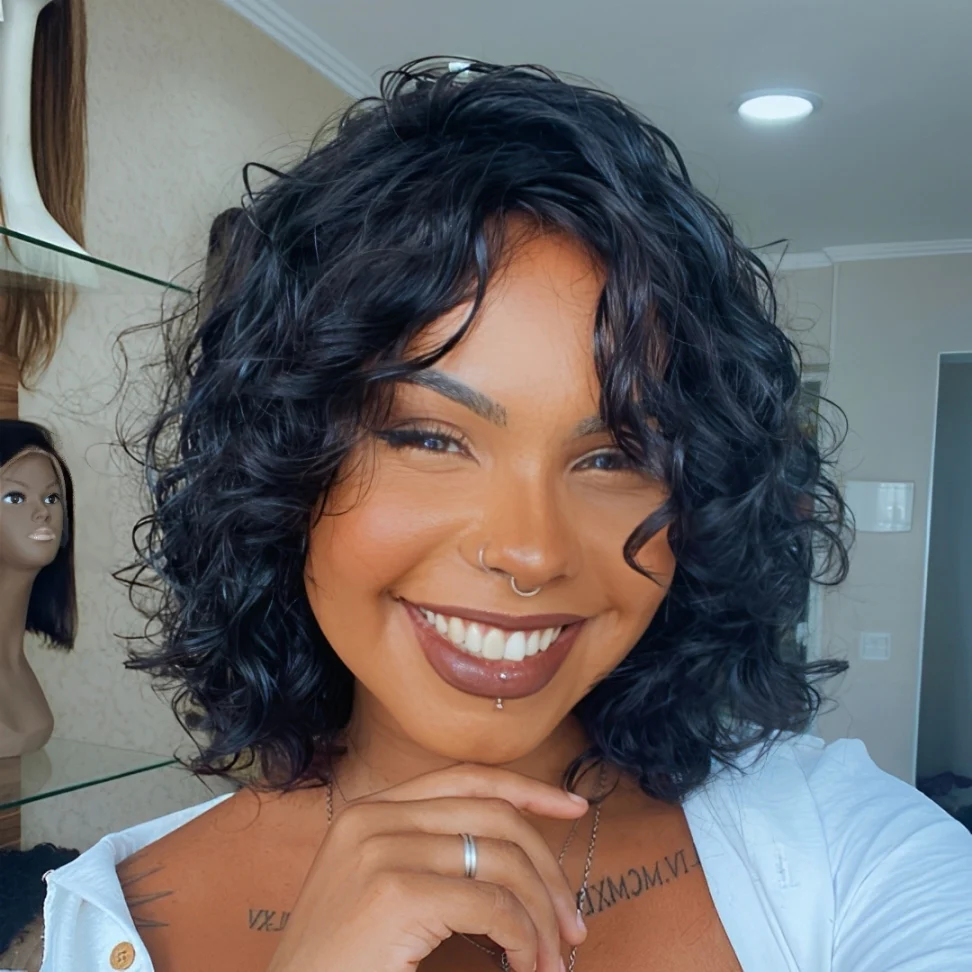 Wet Short Water Wave Bob 13��4 Lace Front Wig
