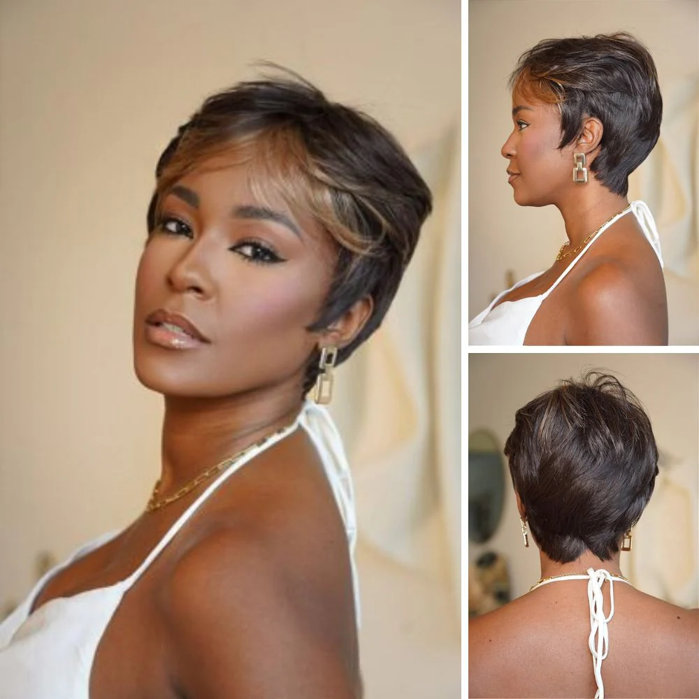 Put on  & Go Honey Blonde Pixie Cuts Wig