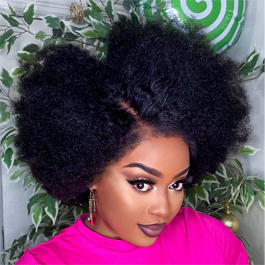 Afro Kinky Curly With Kinky Edges HD 13x4 Lace Front Wig