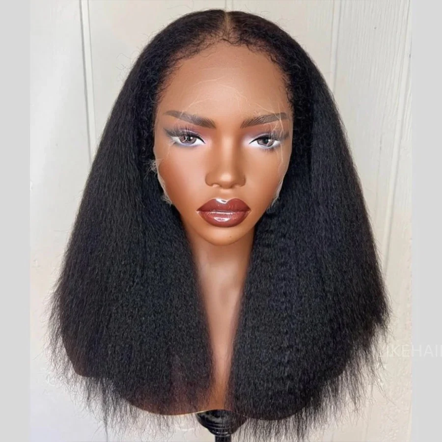 Kinky Straight 13x4 HD Lace Front With 3C Hybrid Hairline Wig