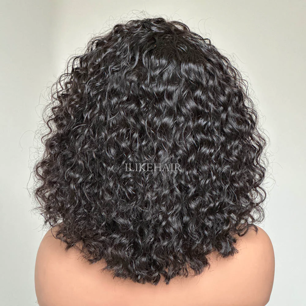 Fluffy Water Wave Natural Black 13x4 Lace Frontal Wig