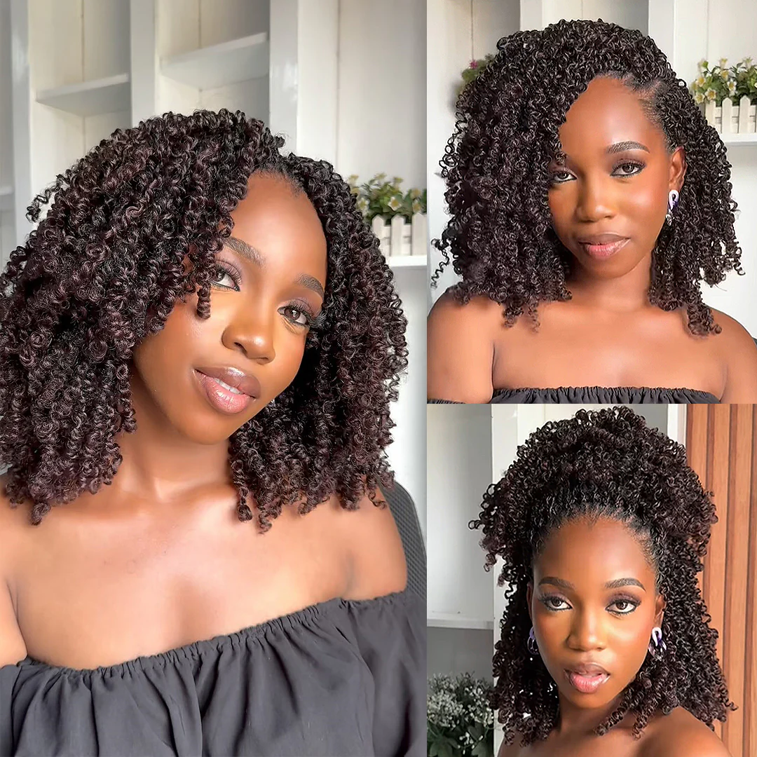 Reddish Brown Full Lace Knotless Micro Passion Twists Crochet Invisi Drawstring Wig