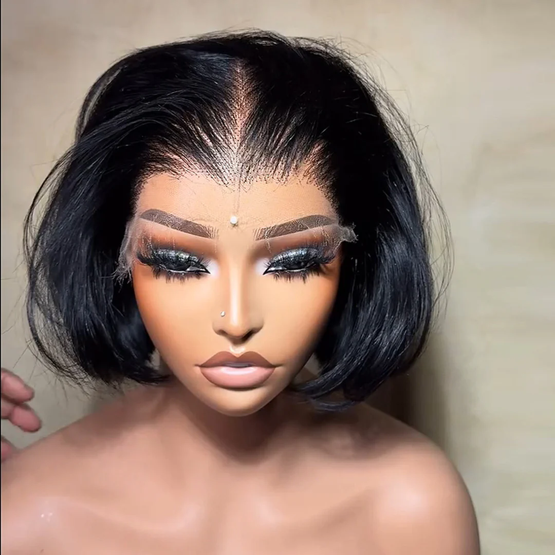 Natural Black Layered Cut Chic Bob 13x4 Lace Front Wig