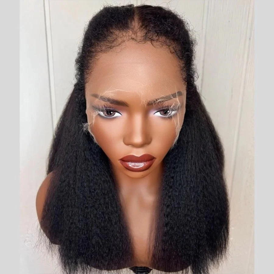 Kinky Straight 13x4 HD Lace Front With 3C Hybrid Hairline Wig