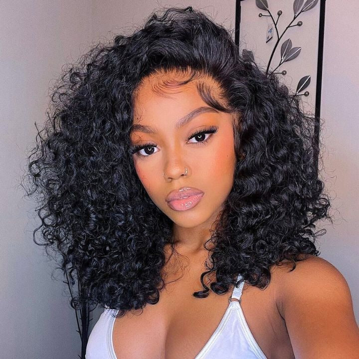 Natural Afro Curly Human Hair 13x4 Frontal Lace Wig