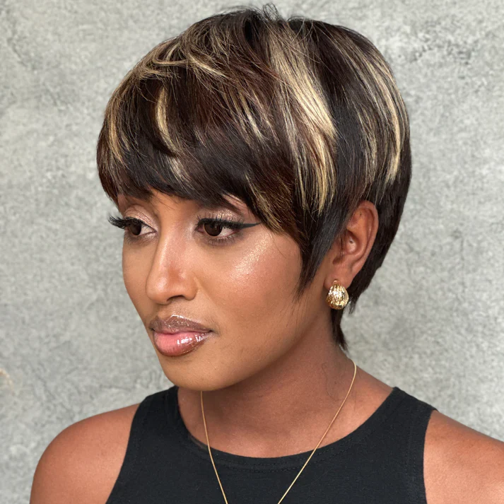 ILIKEHAIR Pixie Cut Glueless Wig with Bangs