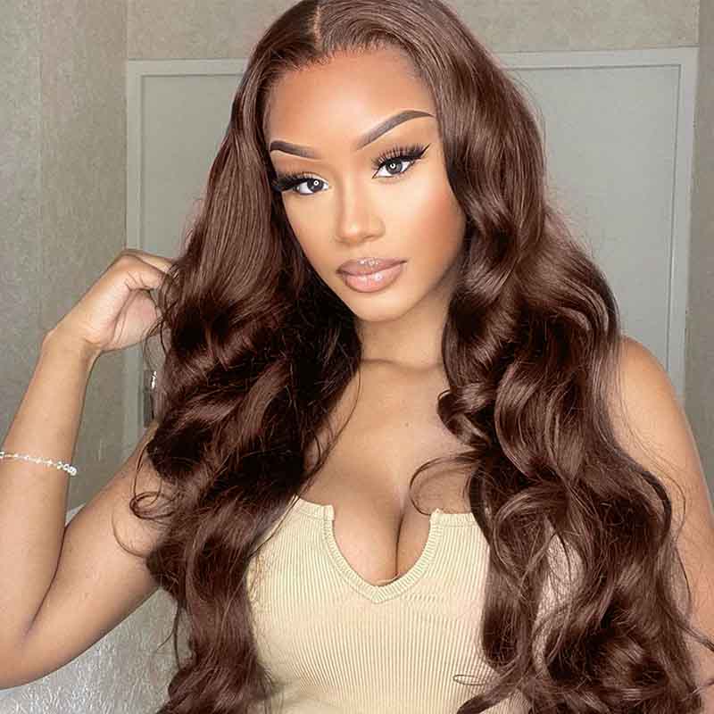 Brown Color Wig Glueless Lace Closure Wig Body Wave Hair