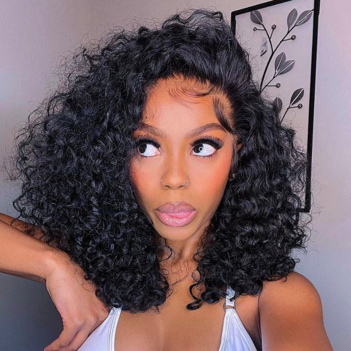 Natural Afro Curly Human Hair 13x4 Frontal Lace Wig