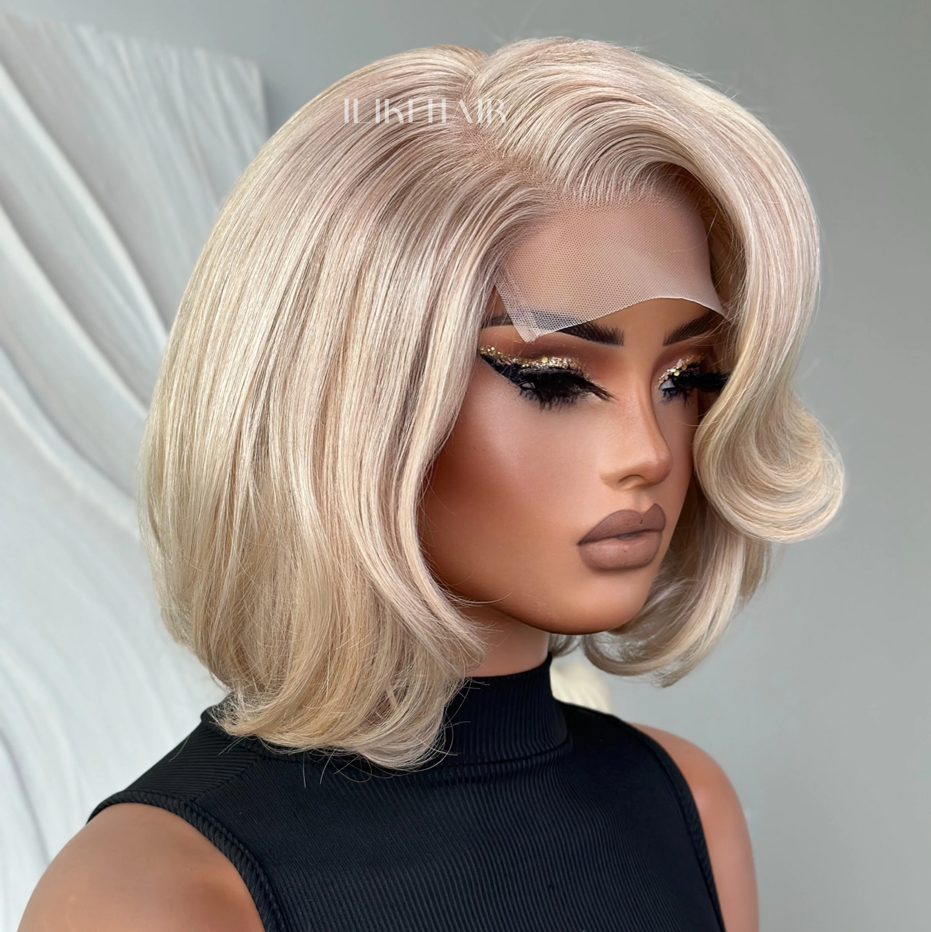 613 Side Part Ash Blonde Blowout Bob 5x5 Lace Wig