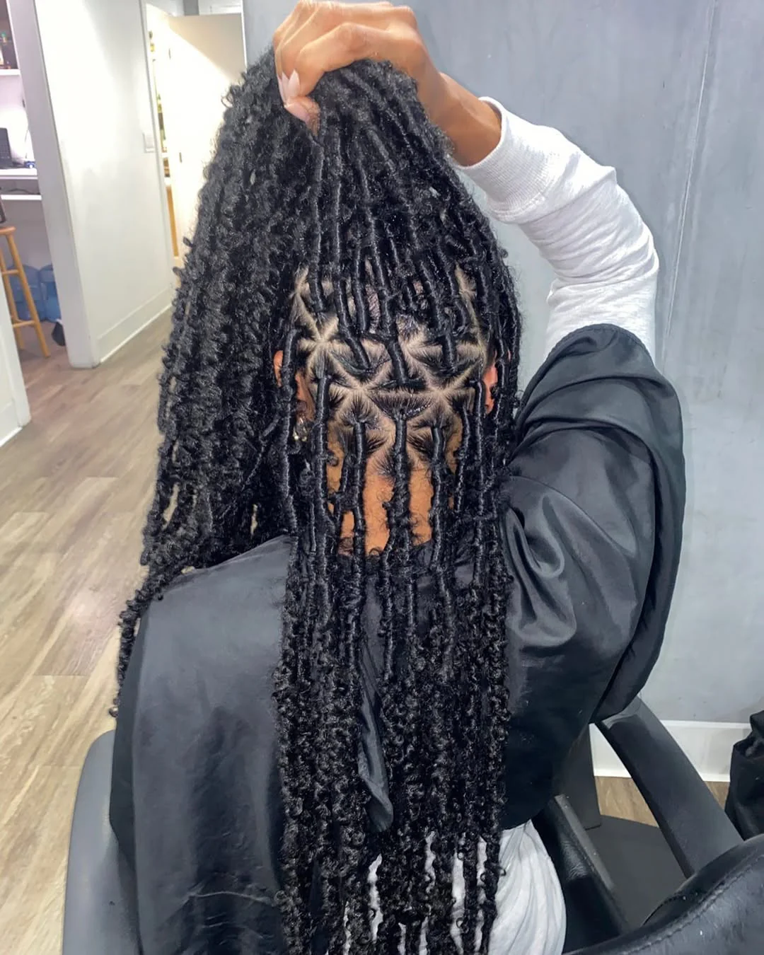 Full Lace Faux Locs Boho Curls Braided Invisi Drawstring Wig With Kinky Edges