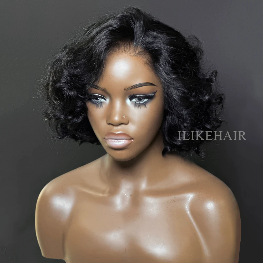 Bouncy Rose Curly Short Bob Glueless 5x5 Lace Closure Wig