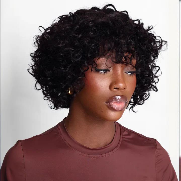 Put On ��� Go Glueless Short Bob Curly Lace Human Hair Wig