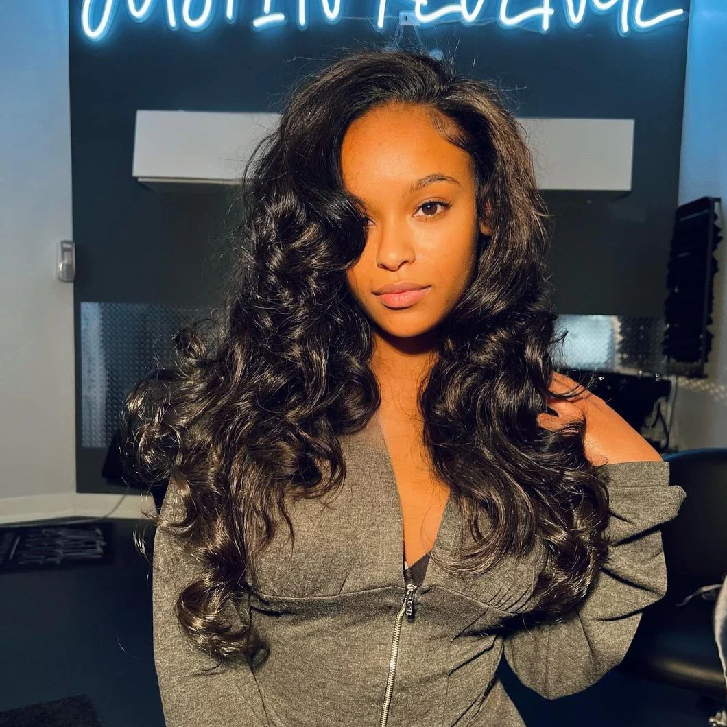 Layered Cut 5x5 Closure Wavy Glueless Lace Wig Side Bangs Human Hair